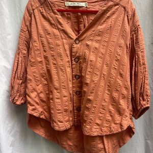 We The Free Rust Textured Blouse